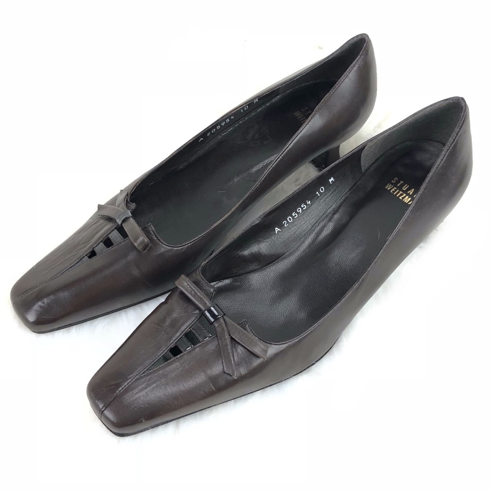 Stuart Weitzman dark brown leather jacket pumps